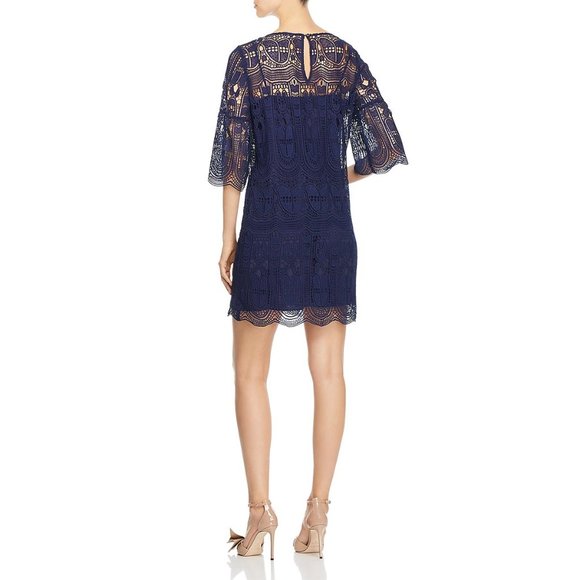 LE GALI NAVY BLUE LACE CLASSY SASSY PARTY DRESS M - Picture 4 of 4